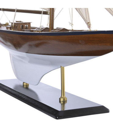 Decorative Boat dark wood and white 75x14x98cm