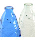 Set de 2 vases en verre vert et bleu poissons 10x7x26cm