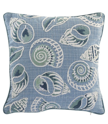 Taie d'oreiller carré brodé bleu 50x50x1cm