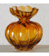 Vase design en verre laqué jaune brun 16x16x17cm