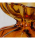 Vase design en verre laqué jaune brun 16x16x17cm