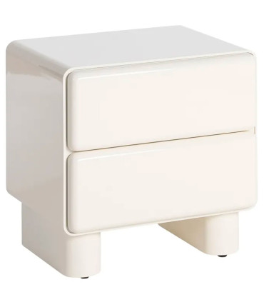 Bedside Table lacquered wood white cream 56.5x42.5x56.5cm