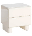 Bedside Table lacquered wood white cream 56.5x42.5x56.5cm