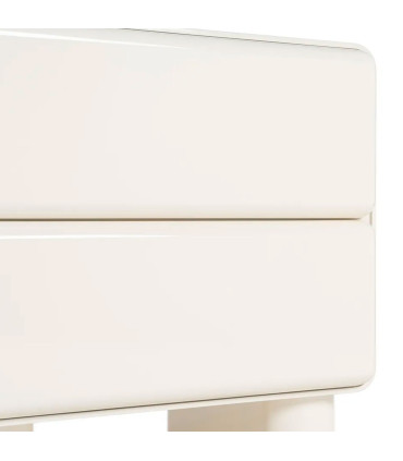 Bedside Table lacquered wood white cream 56.5x42.5x56.5cm