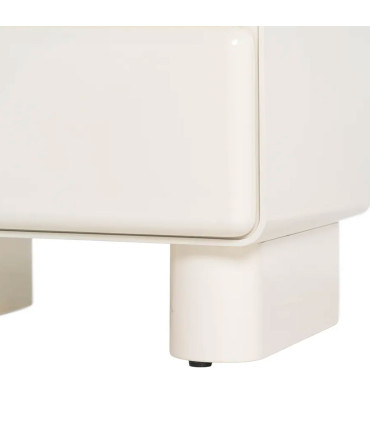Bedside Table lacquered wood white cream 56.5x42.5x56.5cm