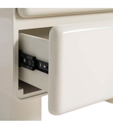 Bedside Table lacquered wood white cream 56.5x42.5x56.5cm