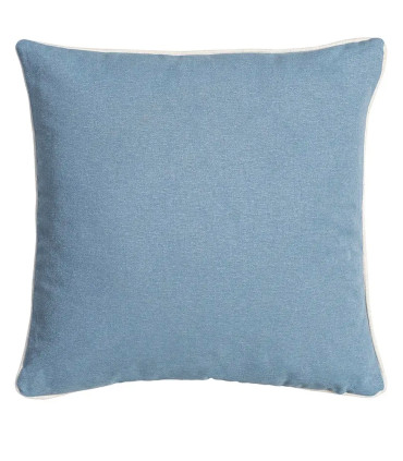 Coussin lin et coton bleu et blanc fleurs et oiseaux 45x45cm