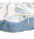Coussin lin et coton bleu et blanc fleurs et oiseaux 45x45cm
