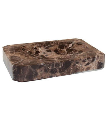 Porte savon rectangulaire en marbre brun 13.5x9.5x2cm