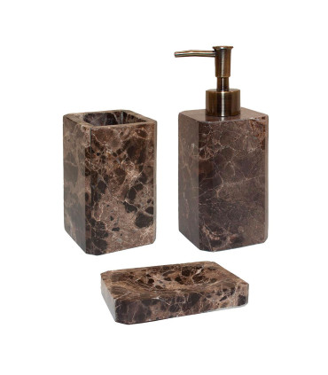 Porte savon rectangulaire en marbre brun 13.5x9.5x2cm