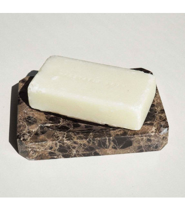 Porte savon rectangulaire en marbre brun 13.5x9.5x2cm