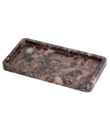 Plateau de présentation salle de Bain marbre brun 25.5x15.5x2cm