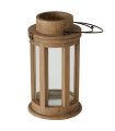 Wood and glass lantern 19x19x34cm