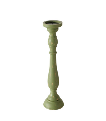 Candle Holder green wood 11.5x11.5x47cm