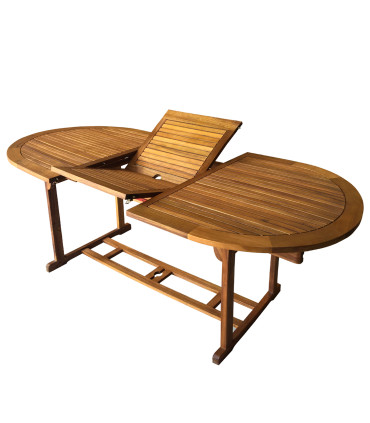 Table de jardin ovale en bois avec rallonge 200x90x74cm