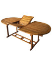 Table de jardin ovale en bois avec rallonge 200x90x74cm