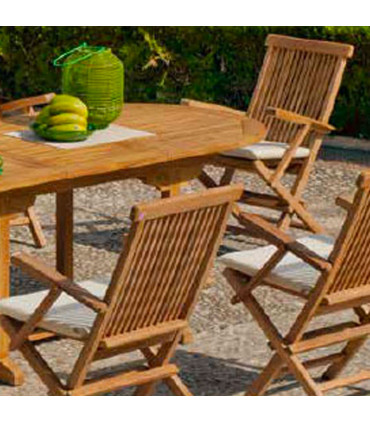 Table de jardin ovale en bois avec rallonge 200x90x74cm