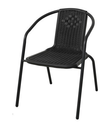 Garden chair black metal and resine 60.5x56x72cm