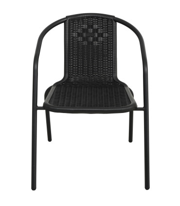 Garden chair black metal and resine 60.5x56x72cm