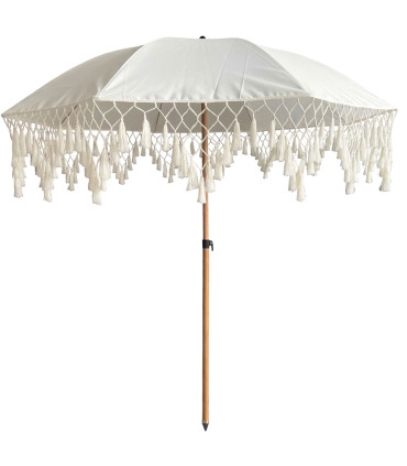 Parasol blanc avec frange 180x180x215cm