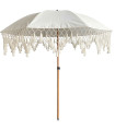 Parasol blanc avec frange 180x180x215cm