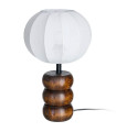 Lampe à poser bois et abat-jour boule tissu blanc 25x25x39.5cm