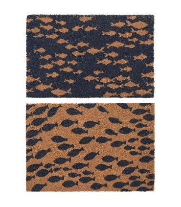 Set de 2 paillassons coco poissons 60x40x1,5cm