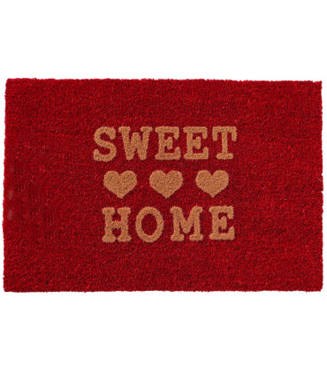 Paillasson coco rouge sweet home 60x40x1.5cm