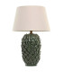 Table Lamp green ceramic and beige linen Lampshade 38x38x71cm