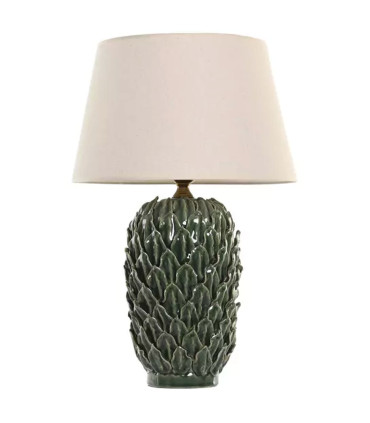 Table Lamp green ceramic and beige linen Lampshade 38x38x71cm