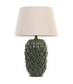 Table Lamp green porcelain and beige linen Lampshade 40x40x61cm