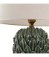 Table Lamp green ceramic and beige linen Lampshade 38x38x71cm