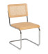 Chaise design bois, cannage osier et métal chromé 46x53x82cm