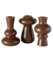 Set de 3 vases design en céramique marron 8x8x12cm