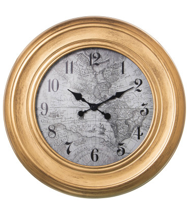 Horloge murale ronde dorée cartes 57x57x4cm
