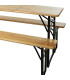 Black metal and Wood Foldable Garden Set Table + 2 benchs