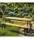 Black metal and Wood Foldable Garden Set Table + 2 benchs