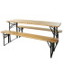 Black metal and Wood Foldable Garden Set Table + 2 benchs