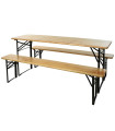 Black metal and Wood Foldable Garden Set Table + 2 benchs