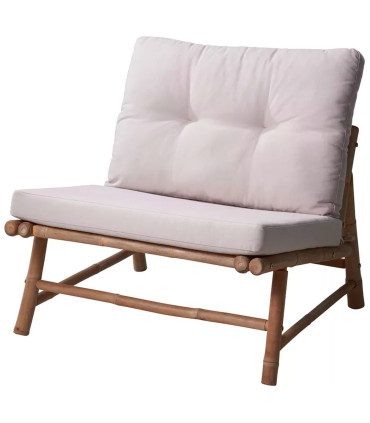 Armchair Bamboo and Beige Cushions 78x76x76cm