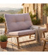 Armchair Bamboo and Beige Cushions 78x76x76cm