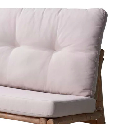 Armchair Bamboo and Beige Cushions 78x76x76cm