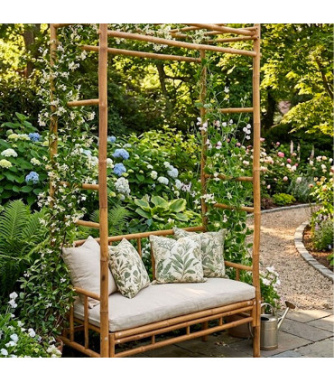 Bamboo bench with pergola 119x55x28