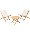Set of 2 armchair Bamboo and Beige Cushions withe table 49x80x72cm