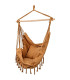 Chaise-hamac suspendue balancelle marron 2 coussins 100x130cm