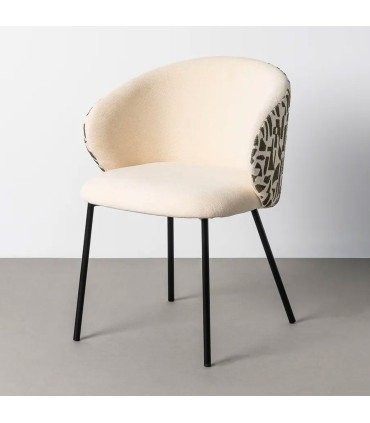 Chaise design tissu imprimé beige et vert 56.5x56x74.5cm