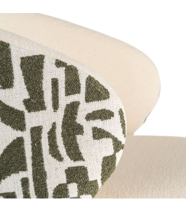 Chaise design tissu imprimé beige et vert 56.5x56x74.5cm
