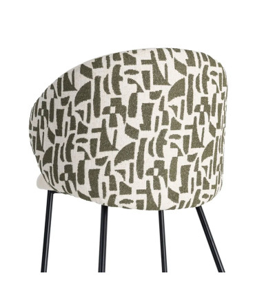 Chaise design tissu imprimé beige et vert 56.5x56x74.5cm
