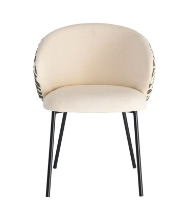 Chaise design tissu imprimé beige et vert 56.5x56x74.5cm