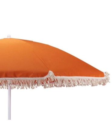 Parasol de plage orange avec frange diamètre 180cm